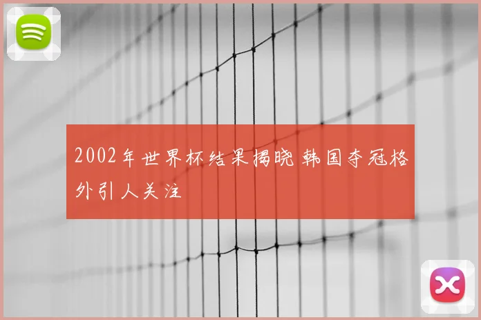 2002年世界杯结果揭晓 韩国夺冠格外引人关注